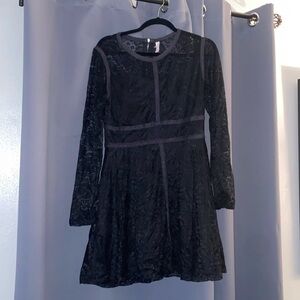 Black, lace, long sleeve dress